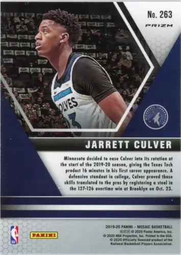 Jarrett Culver 2019-20 Panini Mosaic Pink Camo Rookie Basketball Card Timberwolves