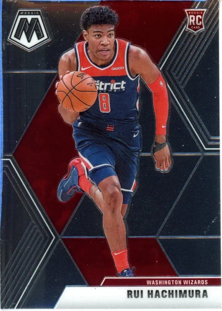 Rui Hachimura rookie basketball card from 2019-20 Panini Mosaic Washington Wizards NBA