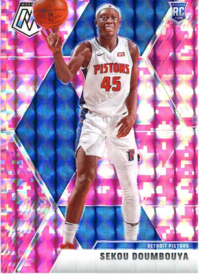 Panini Mosaic Sekou Doumbouya Rookie Pink Camo Basketball Trading Card NBA #243