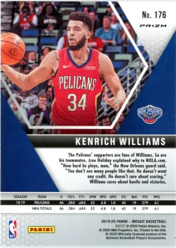 Kenrich Williams 2019-20 Panini Mosaic Silver basketball card New Orleans Pelicans NM-MT