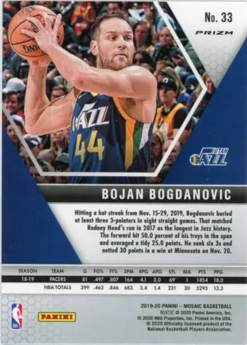 Bojan Bogdanovic 2019-20 Panini Mosaic Silver basketball card from Utah Jazz