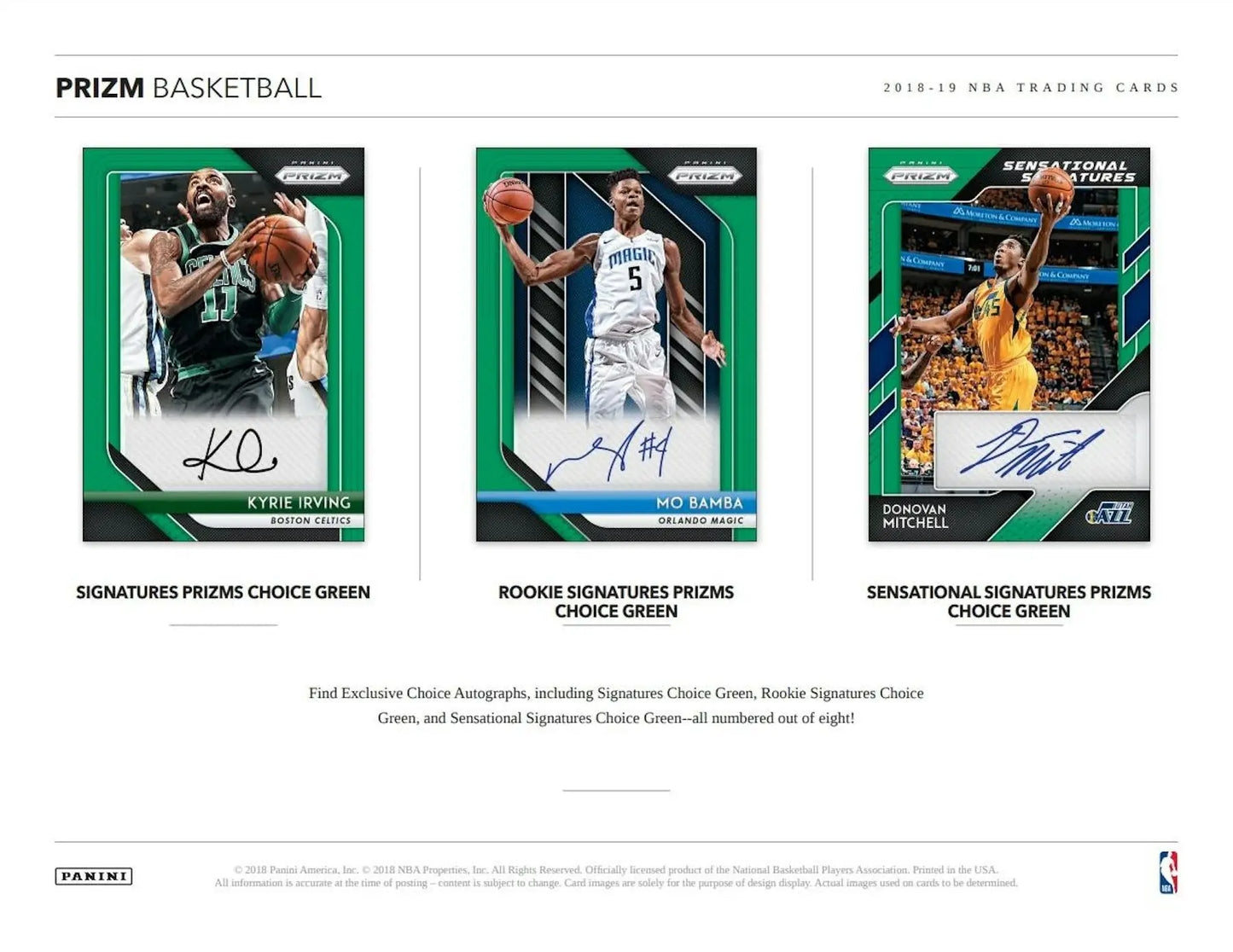 Three green-bordered Prizm basketball cards with player autographs, including Zion Williamson