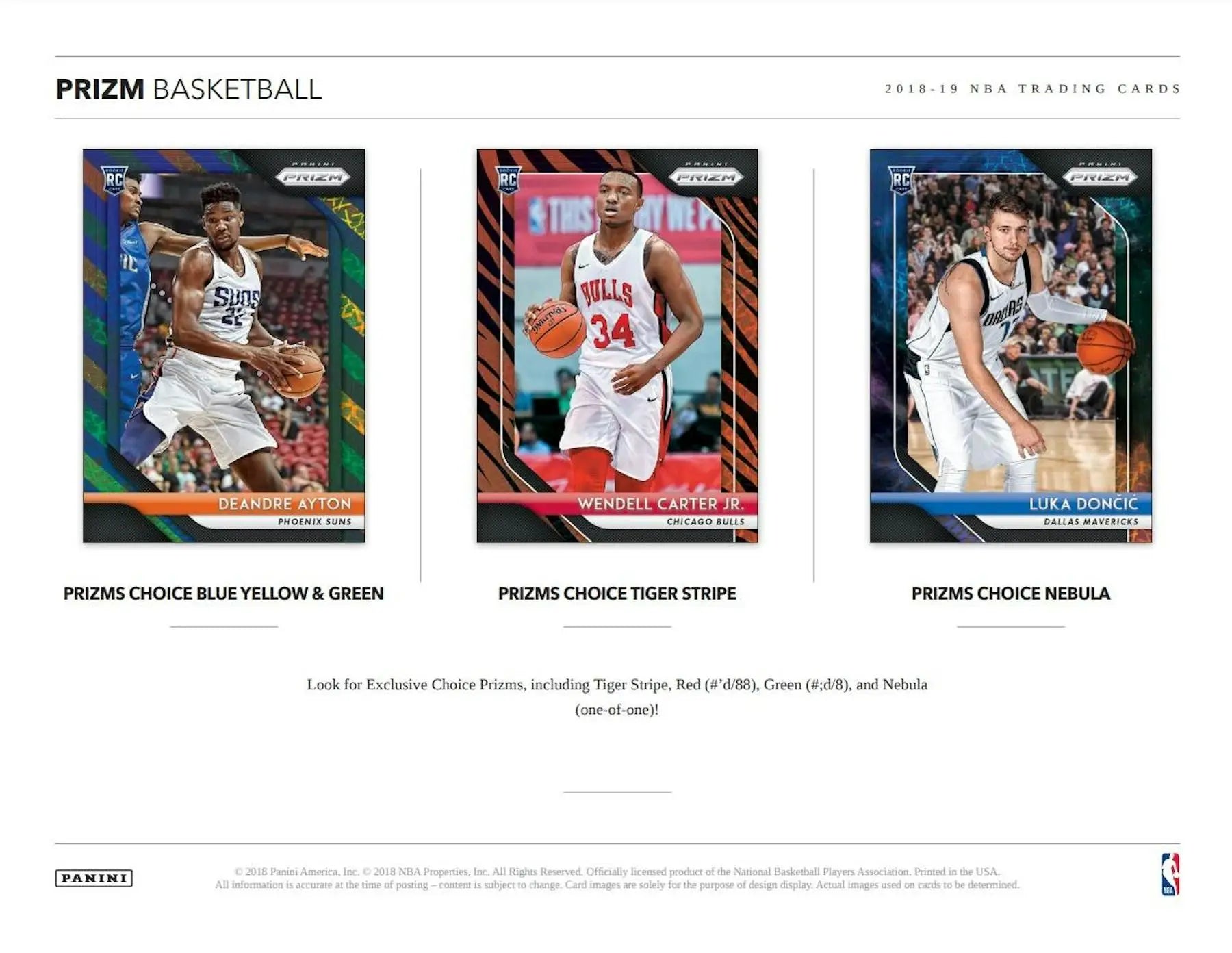 Advertisement featuring NBA trading cards with Silver Prizms and Zion Williamson designs