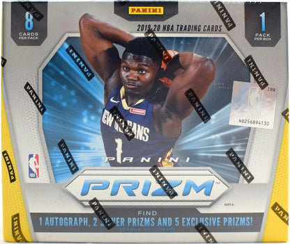 2019-20 Panini Prizm Choice Basketball Hobby Box featuring Zion Williamson in navy jersey