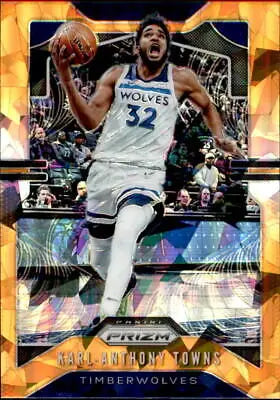 Basketball card of Karl-Anthony Towns from 2019-20 Panini Prizm Orange Ice series