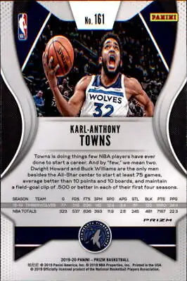 2019-20 Panini Prizm Orange Ice Karl-Anthony Towns Timberwolves Basketball Card