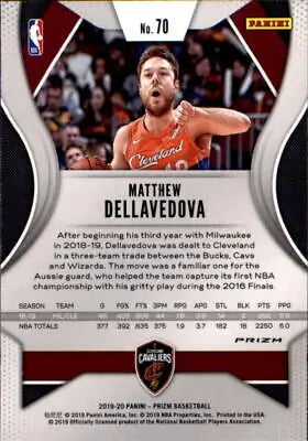 Matthew Dellavedova 2019-20 Panini Prizm Pink Ice basketball card from Cleveland Cavaliers