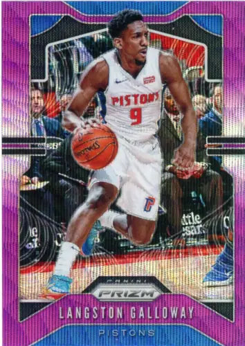 Langston Galloway 2019-20 Panini Prizm Purple Wave Basketball Card Detroit Pistons