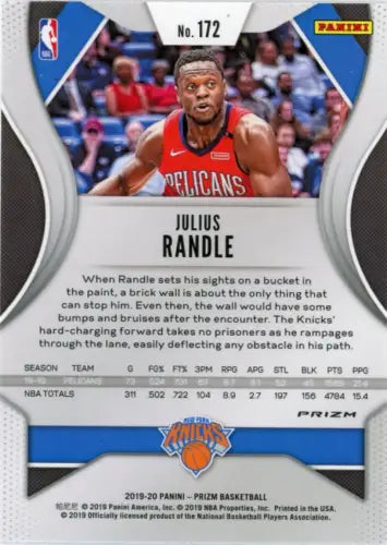 2019-20 Panini Prizm Red White Blue #172 Julius Randle New York Knicks Basketball Card