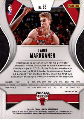 Lauri Markkanen 2019-20 Panini Prizm Red White Blue card Chicago Bulls NM-MT