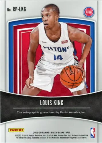 Louis King 2019-20 Panini Prizm Rookie Penmanship basketball card Detroit Pistons