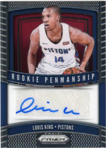 Louis King 2019-20 Panini Prizm Rookie Penmanship Auto Card Detroit Pistons NM-MT