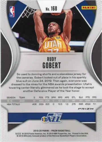 Rudy Gobert 2019-20 Panini Prizm Ruby Wave #168 Basketball Card NM-MT