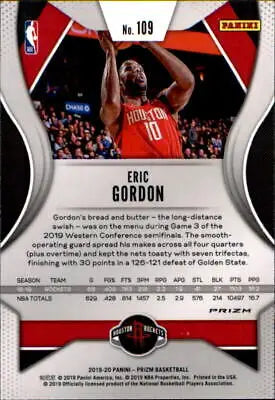 Eric Gordon 2019-20 Panini Prizm Silver Basketball Card Houston Rockets NM-MT