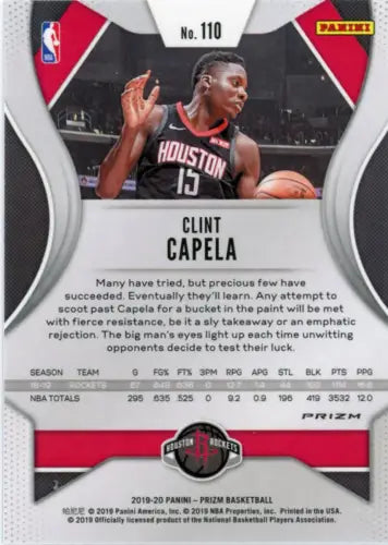 Clint Capela 2019-20 Panini Prizm Silver basketball card Houston Rockets NM-MT