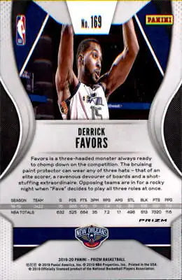 Derrick Favors 2019-20 Panini Prizm Silver basketball card for New Orleans Pelicans