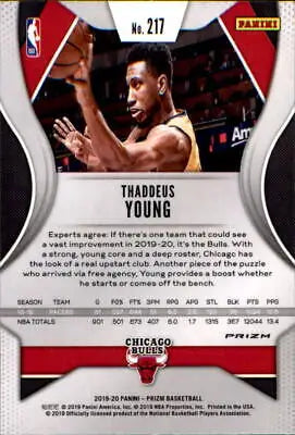 2019-20 Panini Prizm Silver #217 Thaddeus Young Chicago Bulls Basketball Card NM-MT