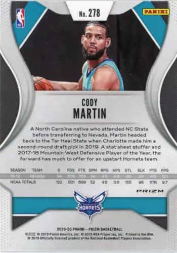 2019-20 Panini Prizm Silver Cody Martin Basketball Card Charlotte Hornets NM-MT