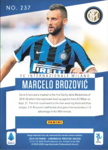 Marcelo Brozović Inter Milan Soccer Card from 2019-20 Prestige #237 NM-MT condition