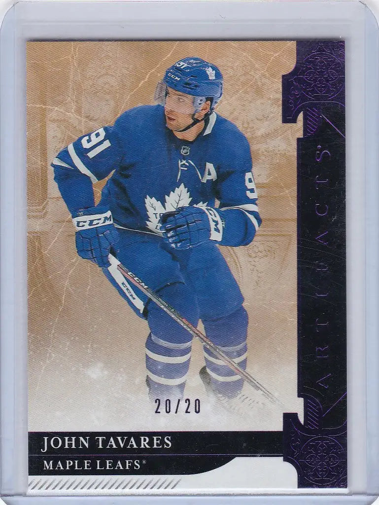 Hockey trading card of John Tavares from Upper Deck Artifacts for Toronto Maple Leafs