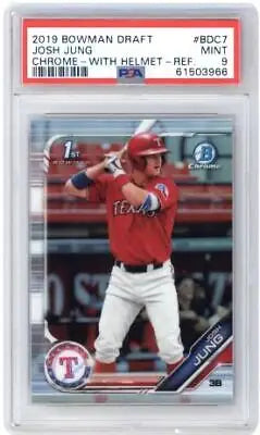 Bowman Draft Josh Jung #BDC7 Chrome With Helmet Refractor Baseball Card PSA 9