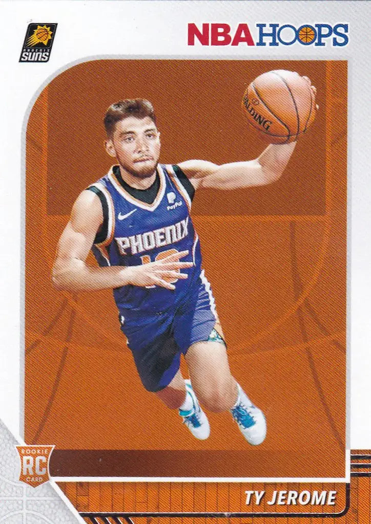 Basketball trading card of Hoops Ty Jerome in action for the Phoenix Suns