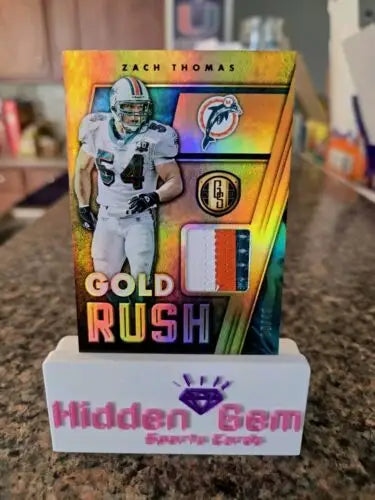 Miami Dolphins 2019 Panini Gold Zach Thomas short print card with player-worn patch