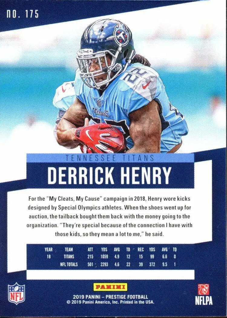 Derrick Henry Green football card from 2019 Panini Prestige Tennessee Titans NFL #175