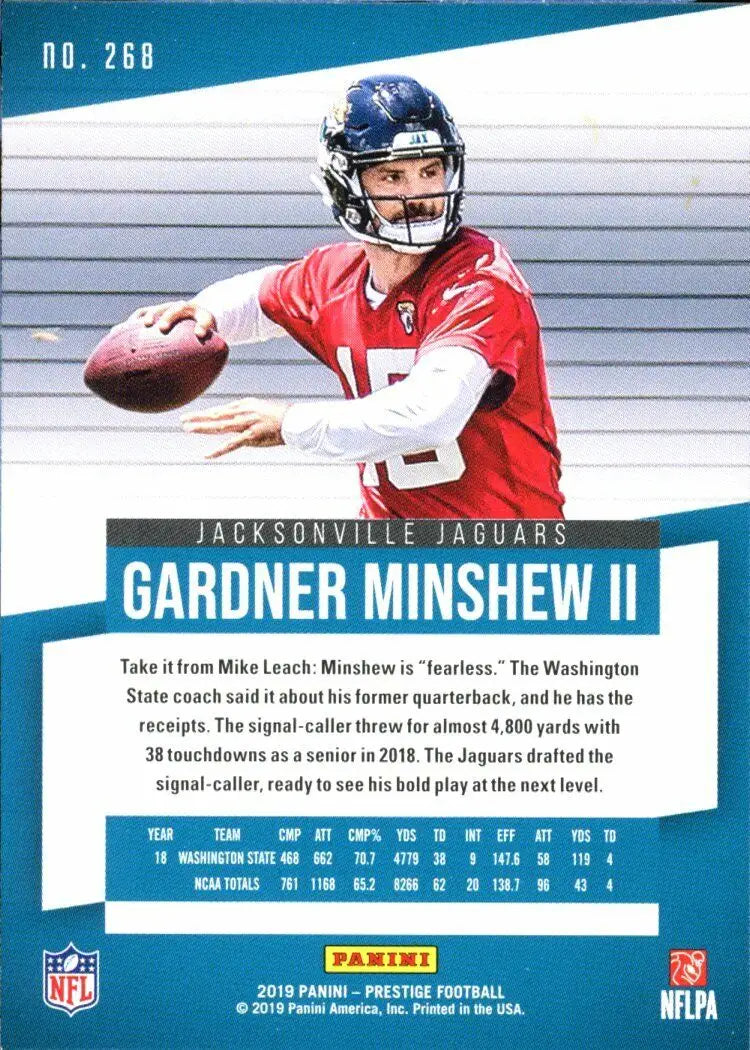 Gardner Minshew Football Rookie Card 2019 Panini Prestige Jacksonville Jaguars #268