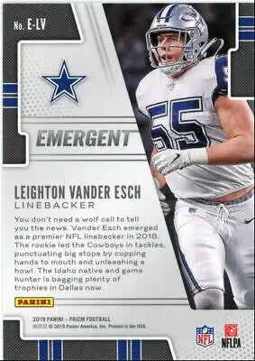 Leighton Vander Esch 2019 Panini Prizm Emergent football card for Dallas Cowboys collectors