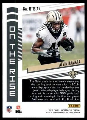 Alvin Kamara 2019 Panini Unparalleled On the Rise football card for collectors