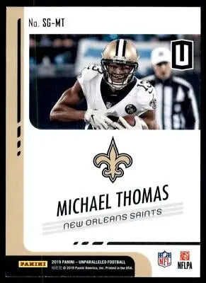 Michael Thomas football card from 2019 Panini Unparalleled Spirit of the Game collection