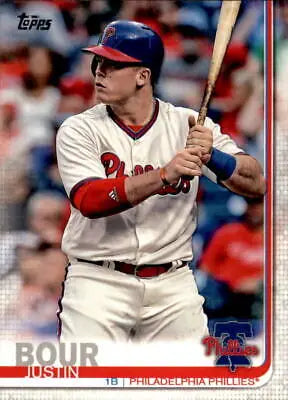 Justin Bour holding bat in 2019 Topps #248 Philadelphia Phillies MLB Card NM-MT