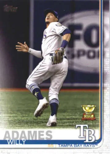 Willy Adames baseball card featuring original gloss, 2019 Topps #562 Rays