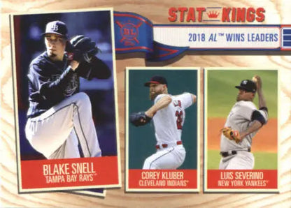 Baseball card featuring three pitchers from 2019 Topps Big League #365 Blake Snell NM-MT Rays