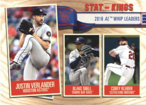 Baseball card showcasing 2018 AL WHIP leaders in Topps Big League original gloss finish