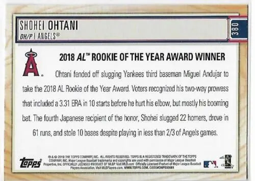 Shohei Ohtani 2019 Topps Big League Blue #380 baseball card with original gloss finish