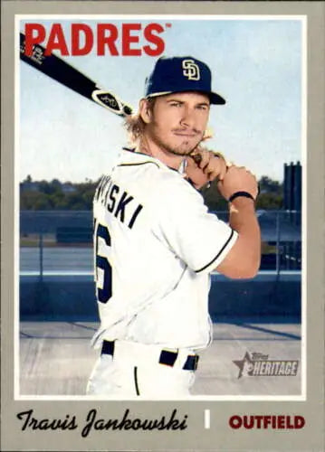 2019 Topps Heritage #234 Travis Jankowski card with original gloss for Padres fans