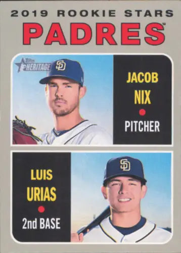 2019 Topps Heritage Jacob Nix Luis Urias Rookie Card San Diego Padres MLB