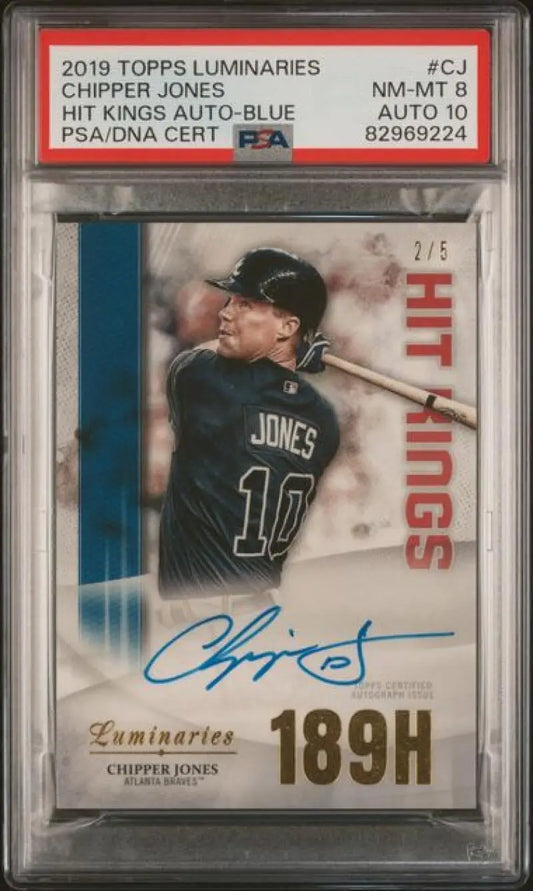 PSA-graded Chipper Jones 2019 Topps Luminaries Hit Kings Auto 2/5 Atlanta Braves Card