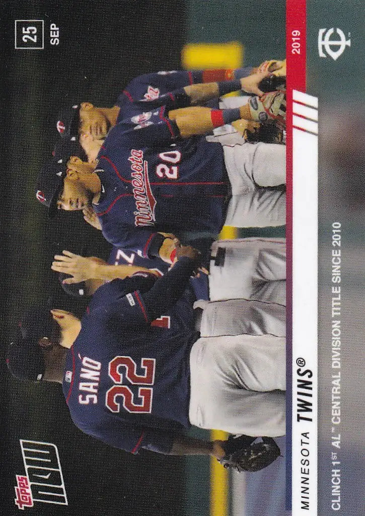 Baseball trading card of Minnesota Twins celebrating their 1st AL Central clinch