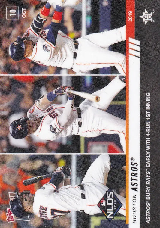 Baseball card displaying Houston Astros players batting from 2019 TOPPS NOW Bury Rays Early