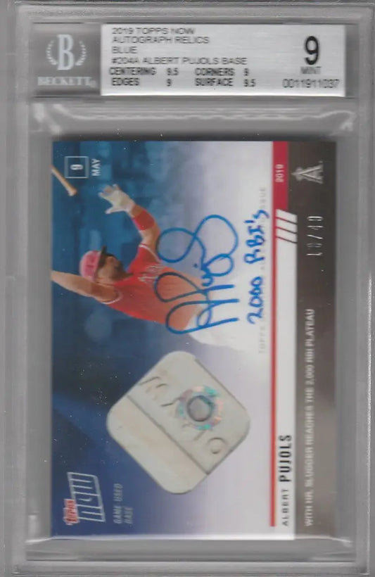 Graded sports trading card of gymnast on uneven bars in protective holder, Albert Pujols BGS