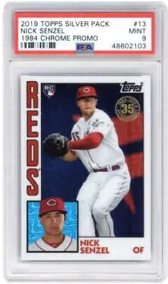 Graded Nick Senzel baseball card from 2019 Topps Silver Pack 1984 Chrome Promo PSA 9