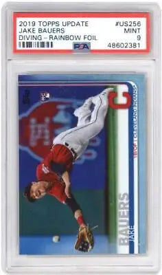 Graded 2019 Topps Update Jake Bauers US256 Diving Rainbow Foil Baseball PSA 9 card