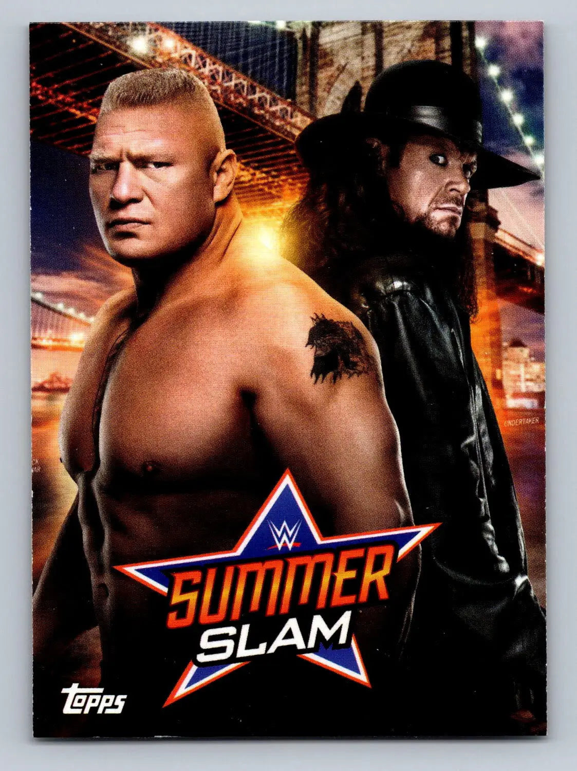 2019 Topps WWE #SS-15 SummerSlam Poster showcasing the wrestling card line-up