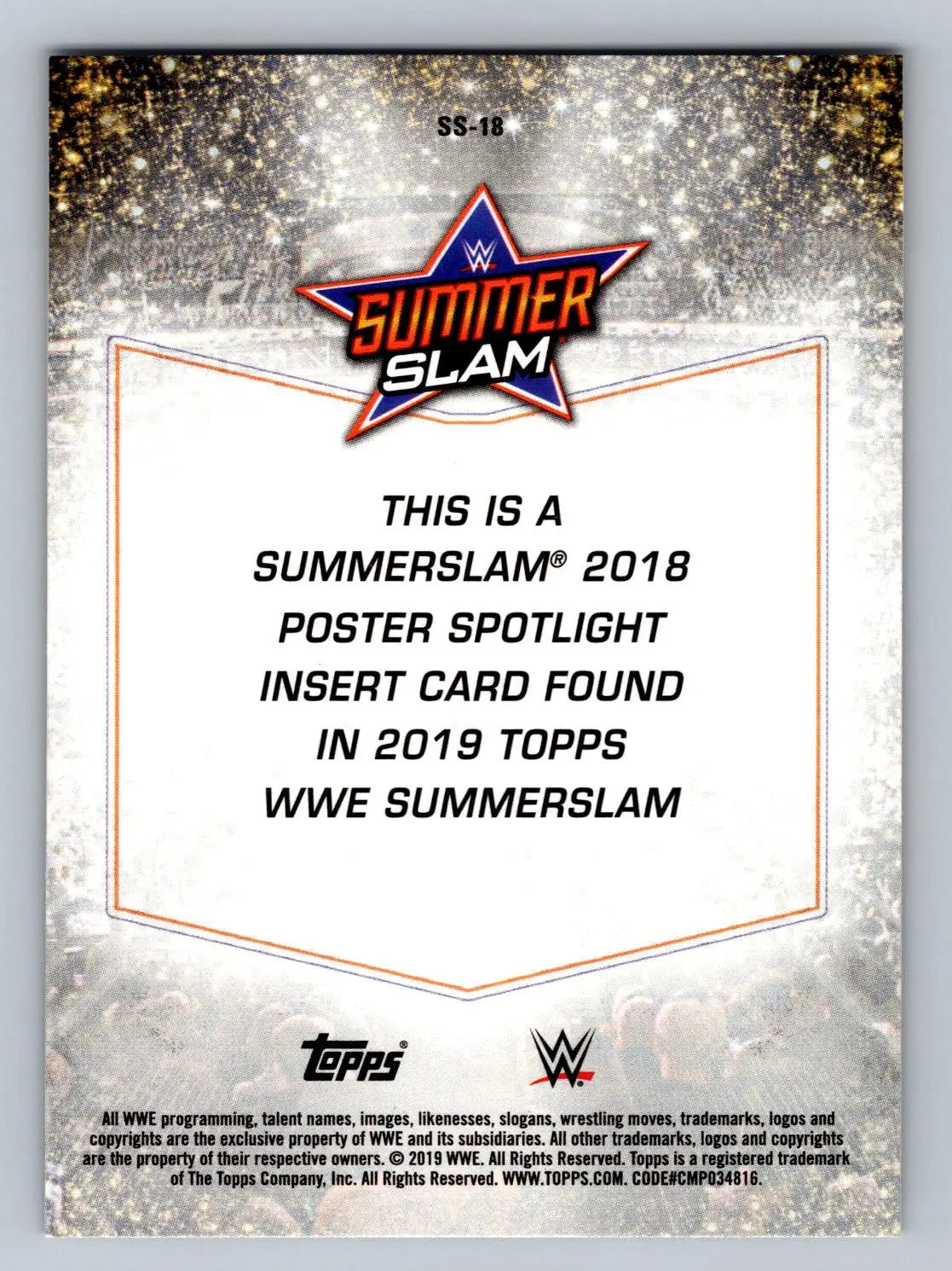 SummerSlam 2018 poster spotlight insert card from 2019 Topps WWE #SS-18 collection