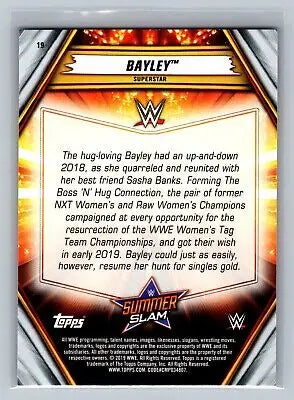 Bayley wrestling card from 2019 Topps WWE SummerSlam #19 in mint condition