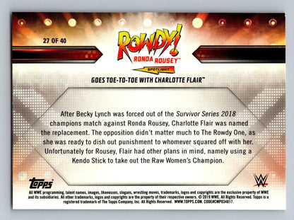 Ronda Rousey trading card from 2019 Topps WWE SummerSlam #27 Spotlight collection