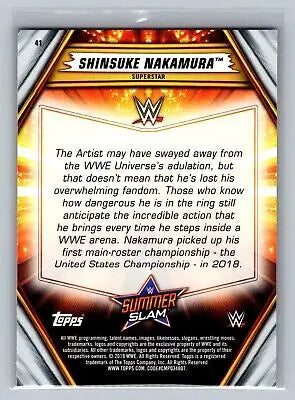 Shinsuke Nakamura wrestling card from Topps WWE SummerSlam #41 collectible series